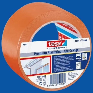 tesa 4843 PVC multifunctionele bouwtape 75mm x 33 meter Oranje